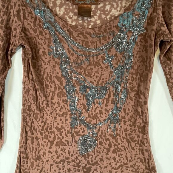 Cowgirl Tuff Co VTG Burnout L/S Top Womens SIZE MEDIUM Shirt Western Y2k Rodeo - Picture 5 of 10